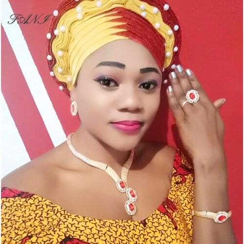 Fani Nigerian woman accessories jewelry set Wholesale Fashion African Bridal Jewelry Set Dubai Gold designer Jewelry Set Brand