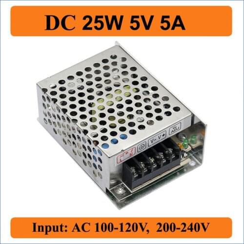25W 5V 5A Switching Power Supply AC110V/220V Voltage Transformer to DC 5V 5000mA for LED Strip Light display Controllers Adapter