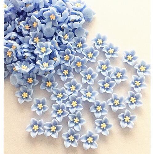 100Pcs 14mm blue Resin Flowers Decoration Crafts Flatback Cabochon For Scrapbooking Diy Accessories