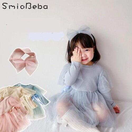 Summer Newborn Baby Mesh Princess Climbing Jumpsuits With Hair Belt Sky Blue Pink Linen Sweet Party Birthday Girls Jumpsuits Kid