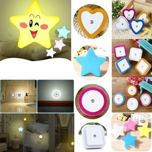 Mini Cute Wall Plug-in LED Night Light Auto Sensor Bedside Lamp For Bedroom Kids Room Hallway Corridor Stairs EU/US 110V 220V