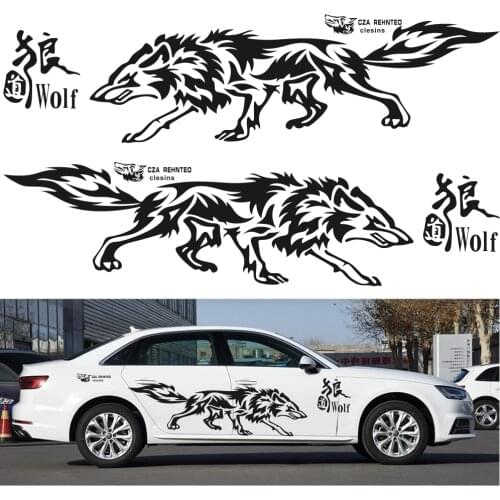 2pcs Wolf Totem Car Sticker Car Personality Modification Full DIY Car Sticker Wolf Vinyl Car Decal