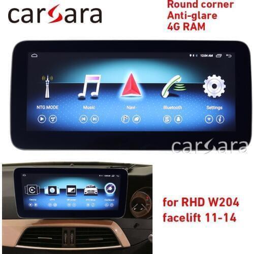 Head unit navigation W204 facelift RHD multimedia player round corner touch screen anti-glare display 10.25" 4g ram GPS radio