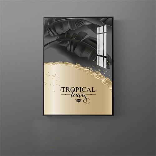 Nordic Black Golden Feather Leaves DIY Embroidery Cross Stitch 11CT Kits Craft Needlework Set Printed Canvas Cotton Room