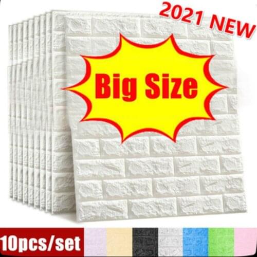 10pcs 3D Wall Sticker Imitation Brick Bedroom Decoration Waterproof Self-adhesive Wallpaper For Living Room Kitchen TV Backdrop