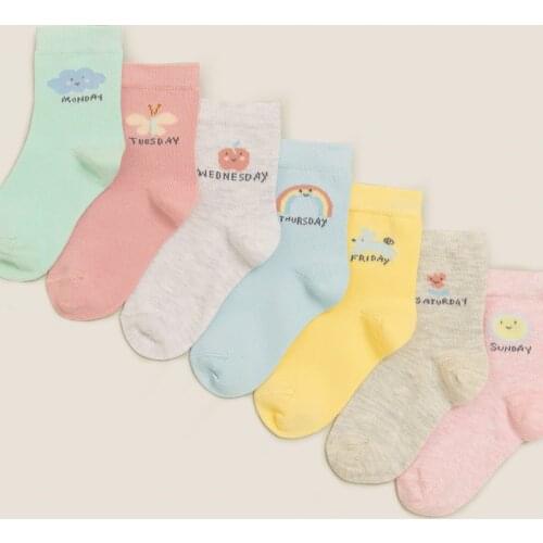 Unisex Multi Color the Pole Of The Week Days Printed Stockings Set