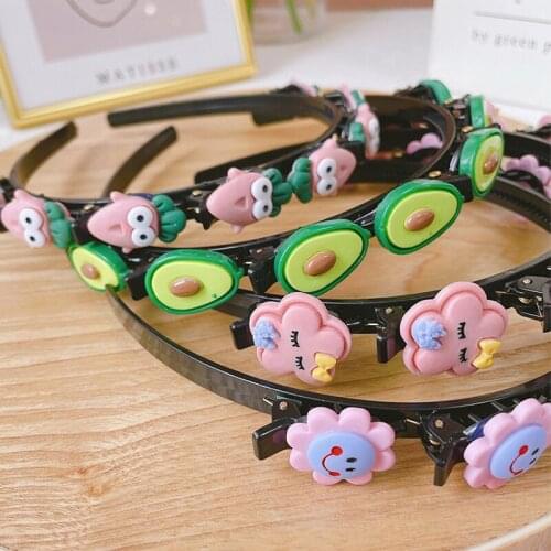 Cartoon Flower Avocado Headband Cute Sweet Girls Braided Hair Clip Hoop Daily Party Ornaments 9 Styles