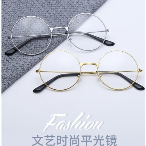 Unisex High Quality Retro Round Circle Metal Frame Eyeglasses Original Clear Lens Glasses 2 Styles Men