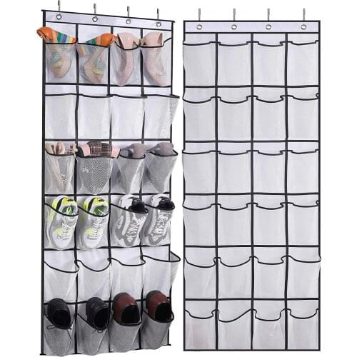 Over The Door Shoe Organizer Hanging Closet Holder Hanger Storage Bag Rack With 24 Large Mesh Pockets Bag Organizer Home Garden