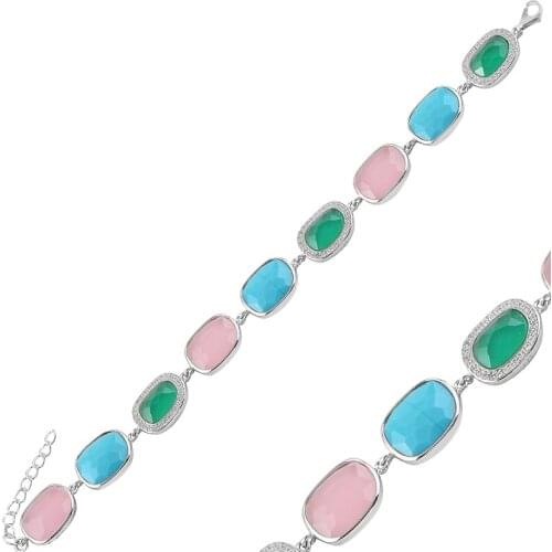 Silver 925 Sterling Mixed Zircon Cubic Zirconia Bracelet