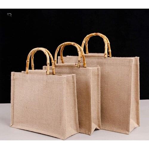 High-Quality Women Handbags Linen Foldable Reusable Shopping Shoulder Bag Rubbing Cart Eco Friendly Tote Bag Organization Bag