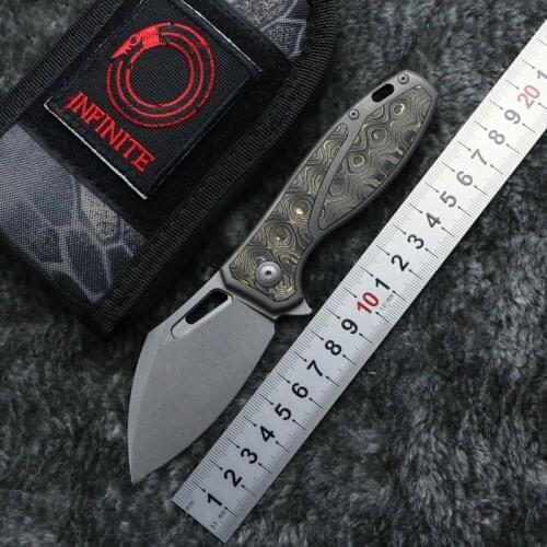 INFINITE Pufferfish Folding Knife M390 Blade Titanium Copper Carbon Fiber Handle Outdoor Hunting Fishing Kitchen Pocket EDC Tool