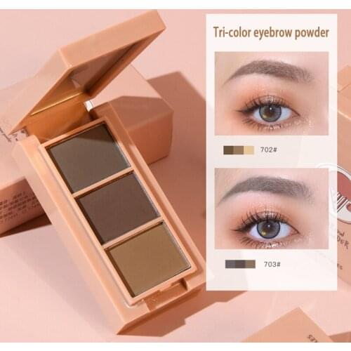 Tri-color Eyebrow Powder With Brush Comfortable To Skin Portable Multi-use Durable Long Lasting For Daily Life Maquillaje