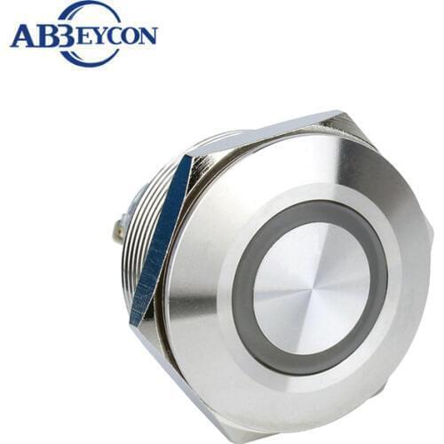 30mm Tri-Color Led Rgb Three Colors Ring Led Illuminated Light Momentary Self-Locking Push Button Switch Anti-Vandal Brass Shell