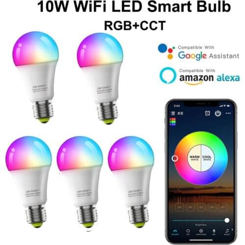E27 WiFi Smart LED Bulb Work With Alexa RGB Corlorful Dimmable Timer Function Smart Light Remote Controller Lamp For Smart Home