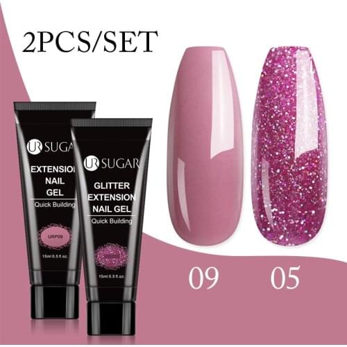UR SUGAR 2pcs Acrylic UV Gel Set 15ML Nail UV Gel For Extension Building Finger Nail Art Gel Enamel Kits