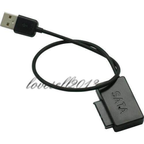 USB 2.0 to 13Pin SATA Hard Drive Adapter Cable Connector Black Slimline for Laptop CD DVD Optical Drive No Need Power Supply