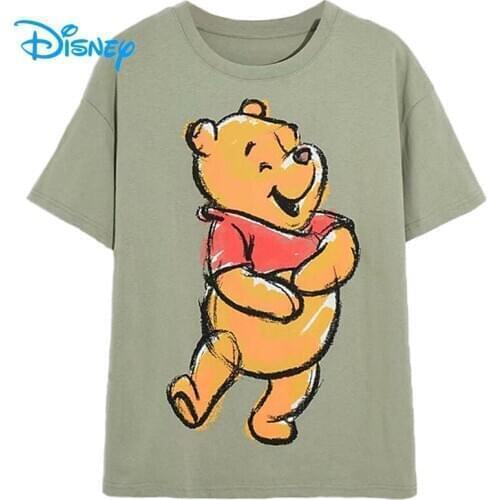 Disney Winnie the Pooh T-Shirt Women Vintage Casual Cartoon Bear Harajuku Tshirt Women Summer O-Neck Short Sleeve Tee Tops Femme