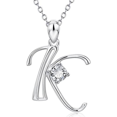 Stainless Steel CZ Mini A-Z Letter Pendant Charm Necklace Bling Micro Pave Zircon 26 Initial Alphabet Name Necklaces for Women