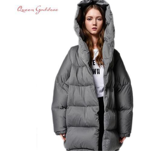 Winter Short cocoon type coat Simple style women warm down jacket with hood thicken new list parkas plus size large outwear