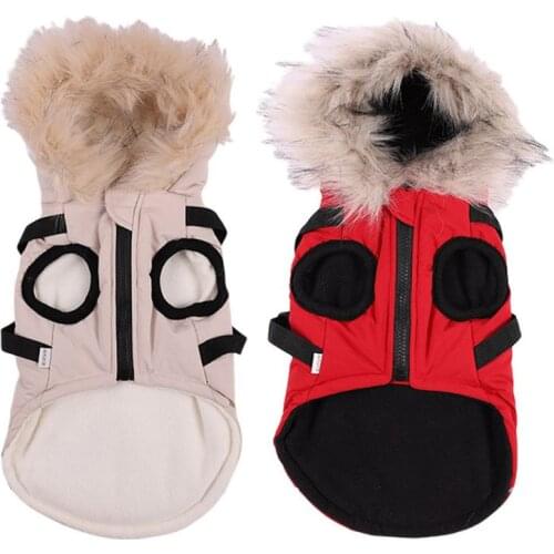 Winter Pet Dog Clothes Warm Harness Jacket Coat Waterproof Dog Clothing Vest For French Bulldog Dogs Hoodie