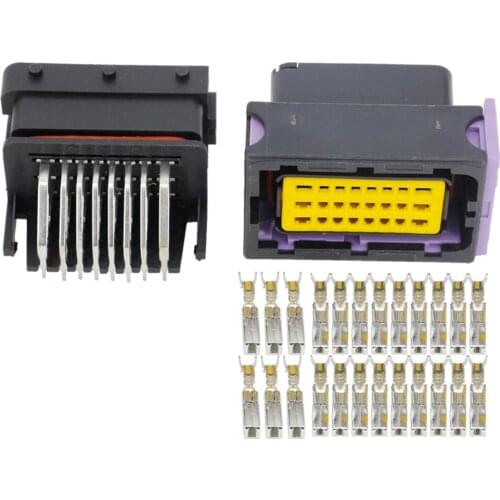 5 Sets 24 pin black car modified computer connector modified plug with terminal DJ7242-1.5 -10/21 24P car connector