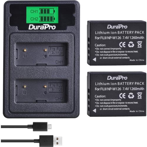 2X 1260mAh NP-W126 NP W126 Camera Li-ion Battery + LCD USB Dual Charger For Fuji HS50 HS35 HS33 HS30EXR XA1 XE1 X-Pro1 XM1 X-T10