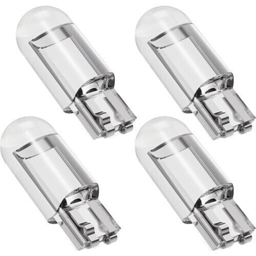 4PCS W5W 194 T10 Glass Housing Cob LED Car bulb Yellow 6000K White Green Blue Red Wedge License Plate Lamp Dome Light