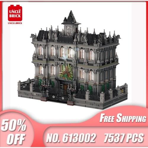 New MOC 7537pcs Arkham Lunatic Hospital Architecture Model Assembled Building Blocks Bricks DIY Toy Children Birthday Gift Sets