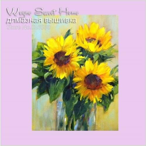 Diamond Embroidery Flower 3D Diamond Cross Stitch Crystal Full Diamond Sets Unfinish Decoration DIY Diamond Painting Sunflower