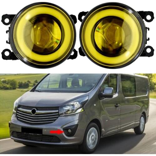 Car LED Fog Light Cut-Line Lens For Opel Vauxhall Vivaro B 2015-2019 LED Angel Eye Daytime Running fog Lights fog lamp