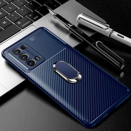 Phone Holder Case For OPPO Reno 6 Pro Reno 5 case Armor Soft Silicone Finger Ring Cover for Reno 4 Lite 4Z 4F Find X3 Lite Neo