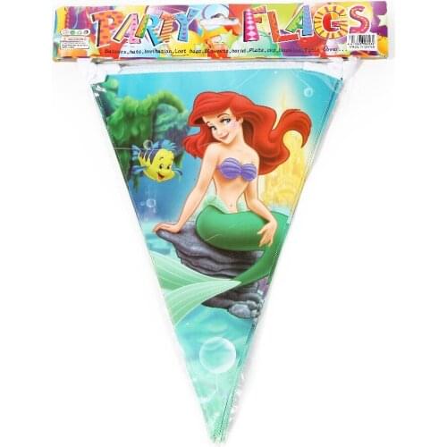 1 Flag/Pack Mermaid Party Supplies Birthday Party Flag Kids Event boys Favors Cartoon Pennant Paper Banners Decoration