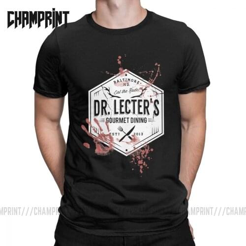 Dr Lecters Gourmet Dining Hannibal T Shirt Mens Cotton T-Shirt Round Collar Lecter Mads Horror Hannigram Tees Short Sleeve