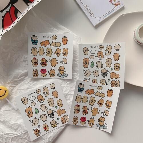 Ins Cartoon Bear Decorative Stickers Scrapbooking Hand book diary Laptops Cell Phone Case Labels Sticker Waterproof Stationery