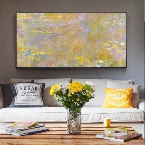 Claude Monet Water Lilies Wall Art Paintings Reproductions Impressionist Famous Flowers Canvas Art Prints For Bed Room Cuadros