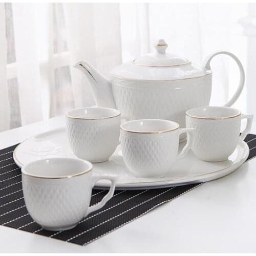 Ceramic Coffee Tea Set Drinkware Nordic Relief Phnom Penh Coffee Pot Cup Tray Cup Holder Home Afternoon Tea Cold Kettle Water