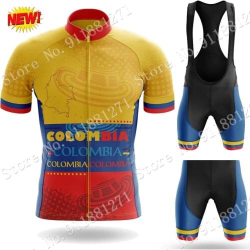 Colombian Pride Mens 2021 Cycling Jersey Set Summer Cycling Clothing Suit Road Bike Mountain Bicycle Shirt Bib Shorts MTB Maillo
