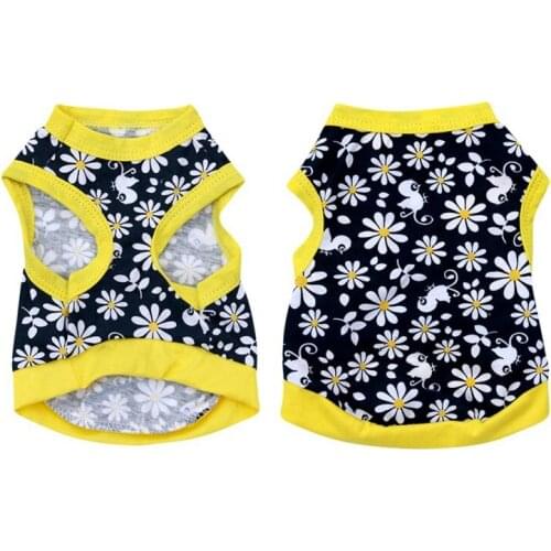 Summer Daisy Printed Dog T-shirt Pet Vest Clothes T-shirt Small Dog Cat Print Puppy Vest Shirt Apparel Dog Costumes