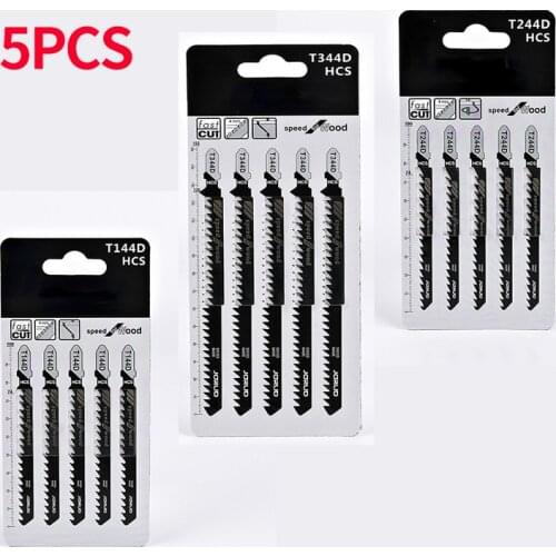 5pcs HCS Jig Saw Blades T144D/T244D/T344D for Fast Cutting Straight Cutting Teeth Length Jigsaw Blades Power Tool Saw Blade