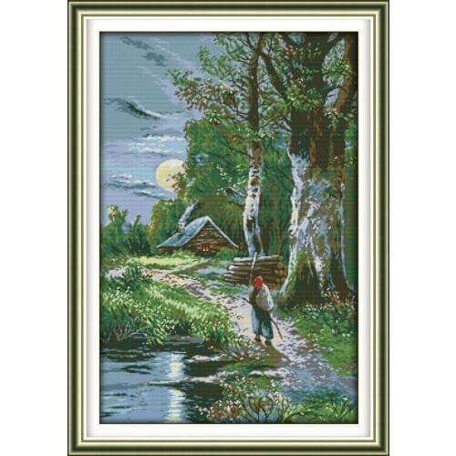 Sunset Scenic Needlework,Cross stitch,Set For Embroidery kits,Precise Printed Patterns Counted Cross-Stitching,DIY Handmade