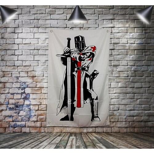 Masonic Knight Templar Flag Banner Polyester Wall Art Canvas Painting Hang on the wall 4 grommets Custom Flag Wall Decoration