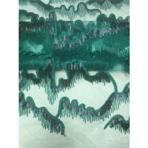 Very Beautiful Plain color green Mesh sequins fabric French net Fabric For party dress 5 yards/lot