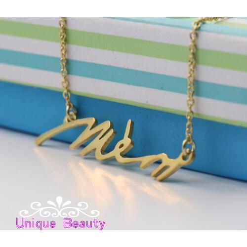 Gold Color Handwriting Pendant Necklace 100% Hand Cut Out Your Signature Solid Silver Jewelry Personalized Necklace
