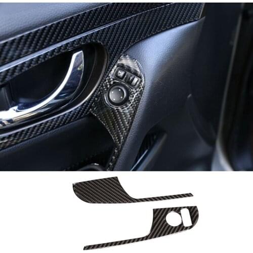 Carbon Fiber ABS Rear View Mirror Adjustment Switch Panel Cover Trim for Nissan X-Trail 2014-2018 Decoration Stickers