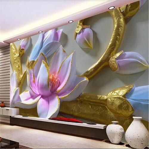 Custom wallpaper 3D murals orchid embossed TV background wall modern minimalist living room bedroom decoration painting фотообои