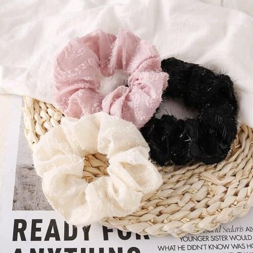 New Shiny Satin Solid Color Hair Scrunchies Soft Elastic Hair Bands Women Sweet Elegant Hair Accessories Ponytail Holder