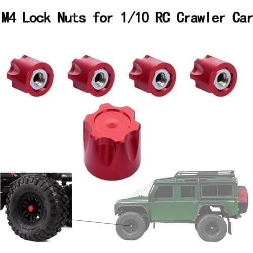 4Pcs M4 Lock Nuts Self-Tightening Hex Wheel Adapter Wheel Tyres for 1/10 RC Crawler Car Traxxas TRX4 Redcat Rc4wd Tamiya Axial