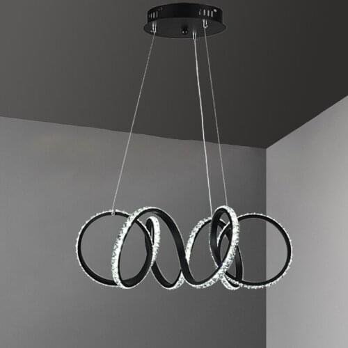 Modern led crystal chandelier lighting hanging led pendant lights for shop bar dining kitchen room aluminum body white/black