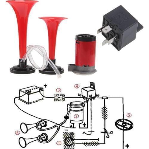 BBQ@FUKA Super Loud 135DB Dual Trumpet Air Horn Compressor Kit Replacement Accessories For 12V Universal Train Car Truck Boat